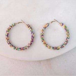 MARDI GRAS PARADISE BEADED HOOP EARRINGS